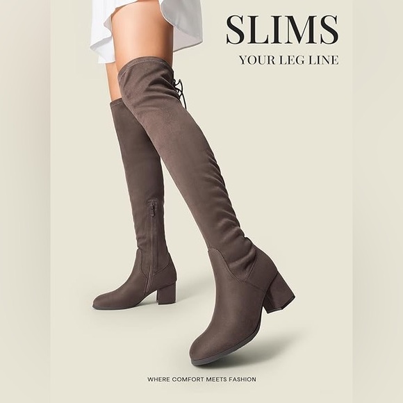 Over-the-Knee Boots low short block heel - Picture 1 of 7